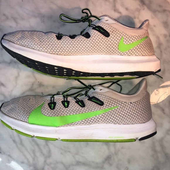 Nike Quest Mens Running Shoes Sneakers White Grey Lime Green Swoop Sz 11.5 - Picture 7 of 13